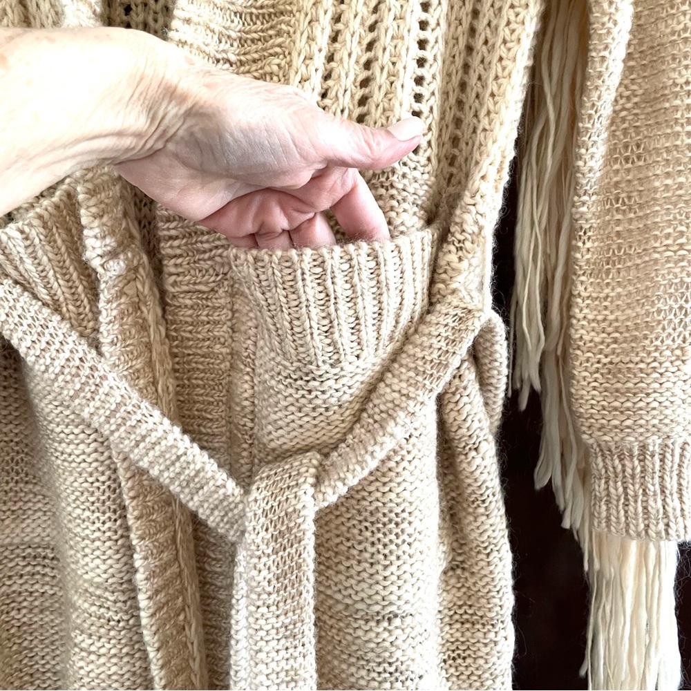 SPELL & The Gypsy Cozy Corner Cardigan Fringe Sleeve Open Front Boho Beachy S/M - Picture 5 of 16